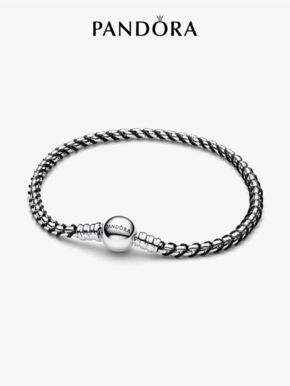 Pandora Black Cord Box Chain Bracelet